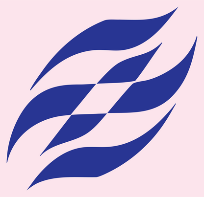 Wavy Checkered Flag Racing Badge #fce4ec/#283593