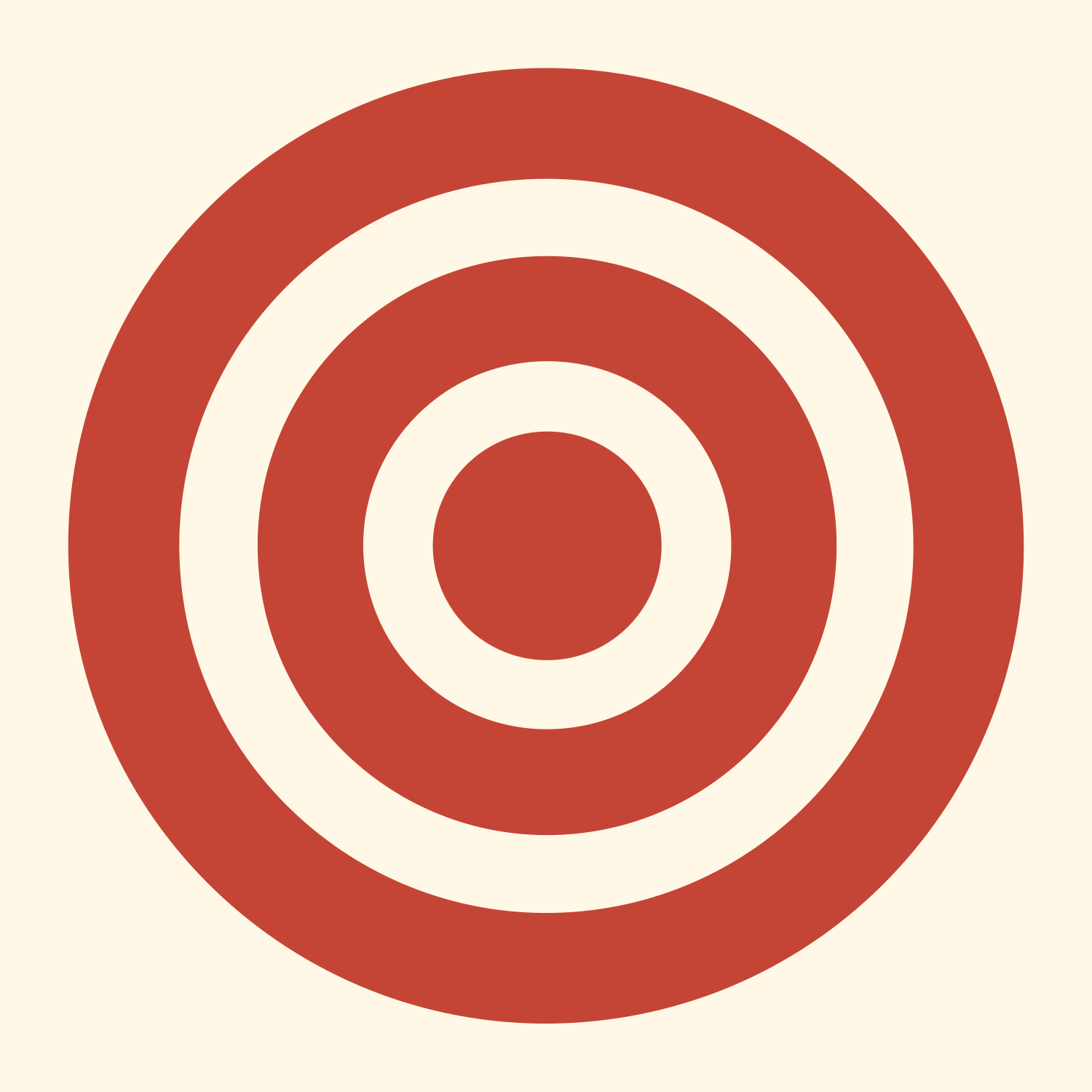 Bold Target Bullseye Mark #fff8e7/#c44536