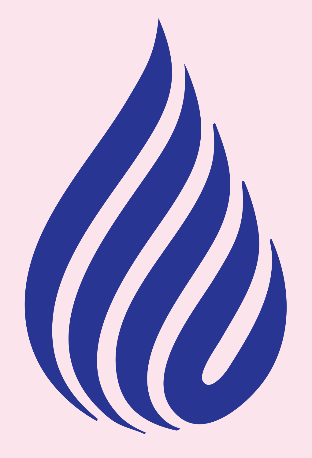 Striped Flame Droplet Badge #fce4ec/#283593