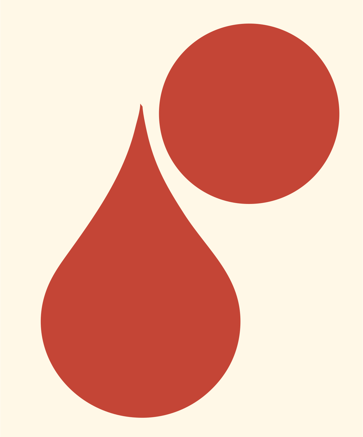 Raindrop Circle Drop Badge #fff8e7/#c44536