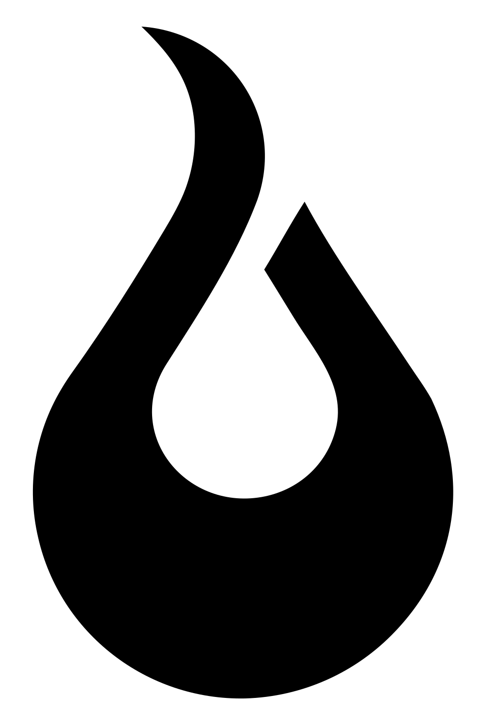 Negative Space Flame Drop Logo #ffffff/#000000