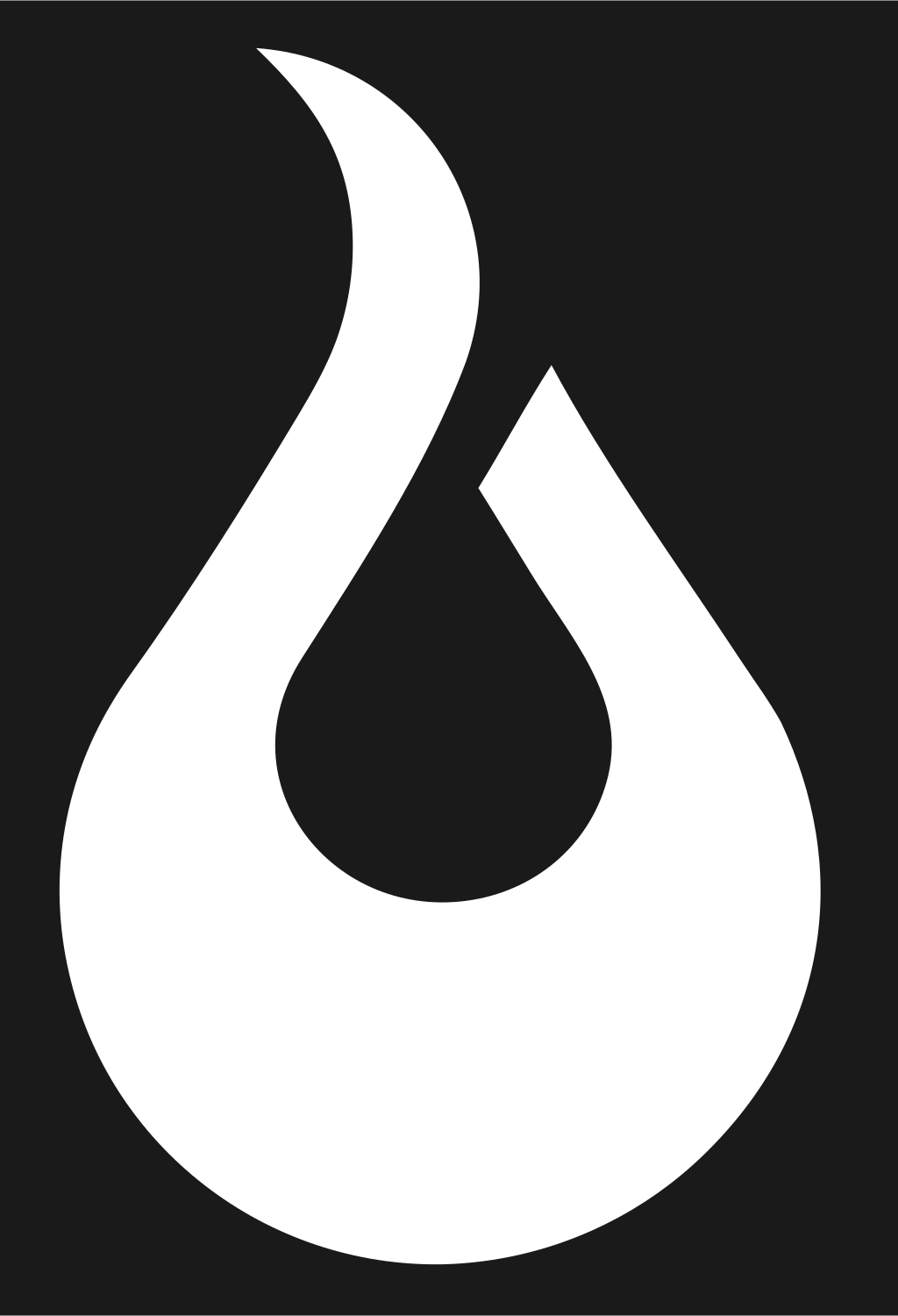 Negative Space Flame Drop Logo #1a1a1a/#ffffff