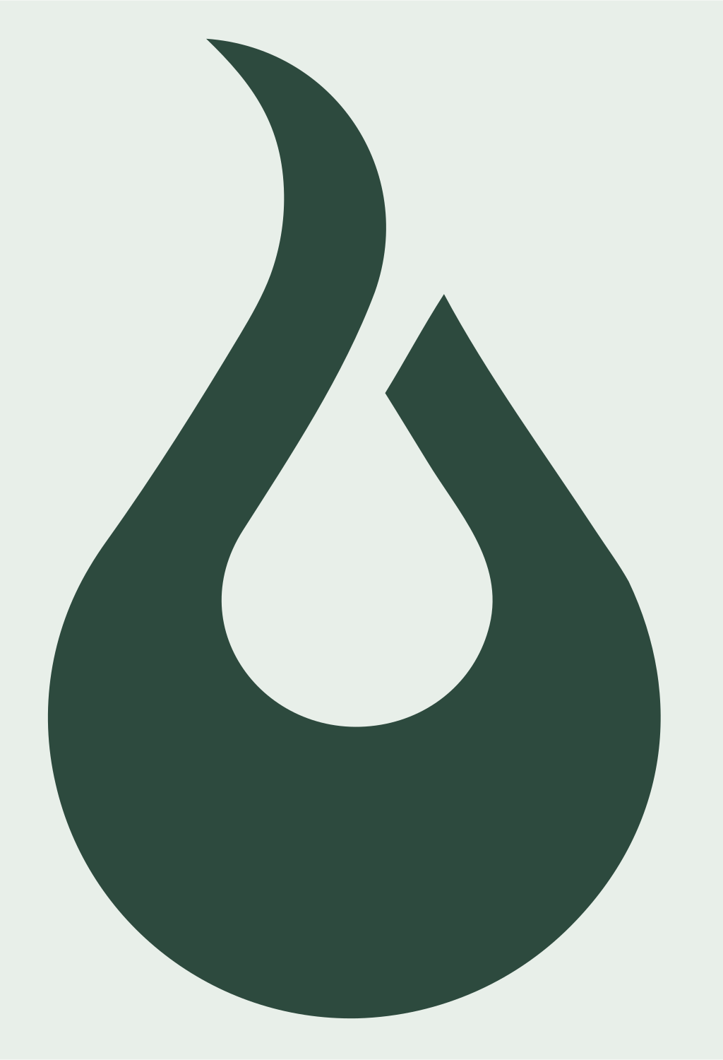 Negative Space Flame Drop Logo #e8efe9/#2d4a3e