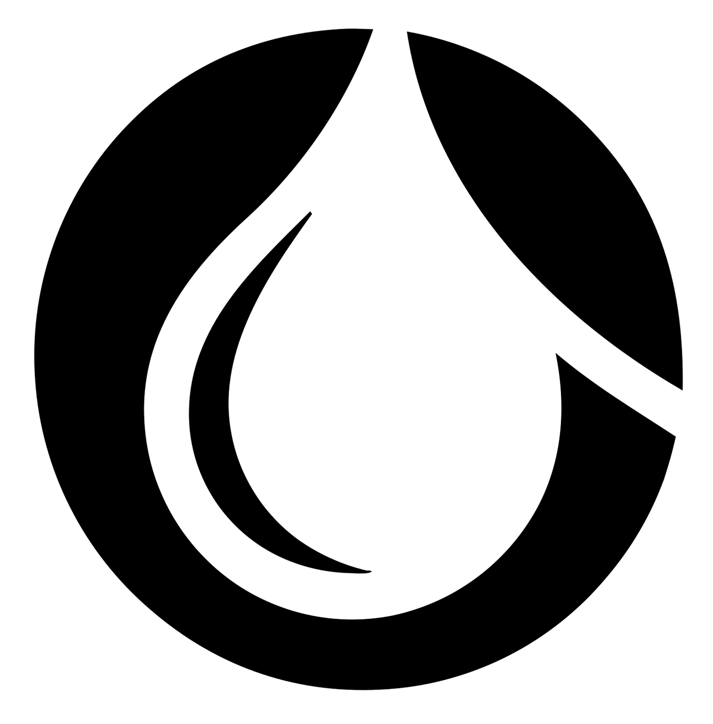 Negative Space Water Drop Circle Mark #ffffff/#000000
