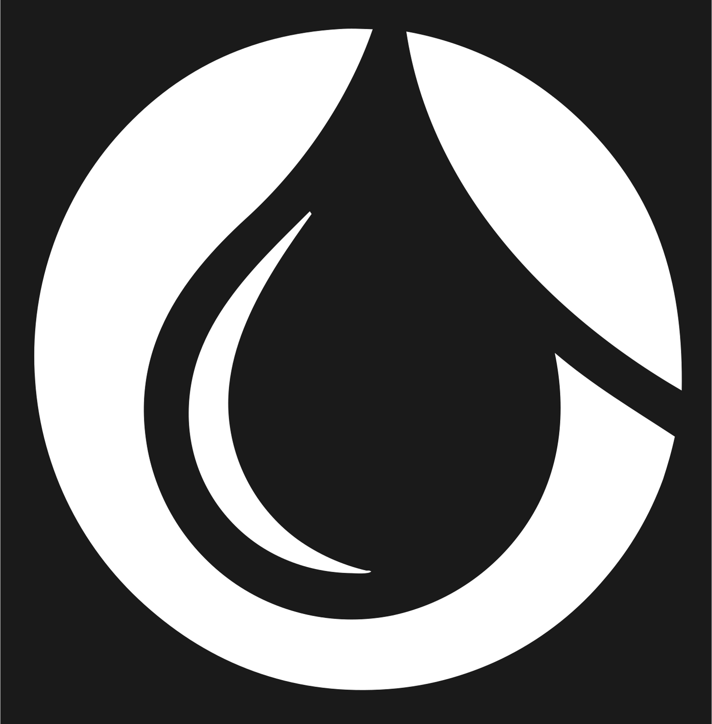 Negative Space Water Drop Circle Mark #1a1a1a/#ffffff