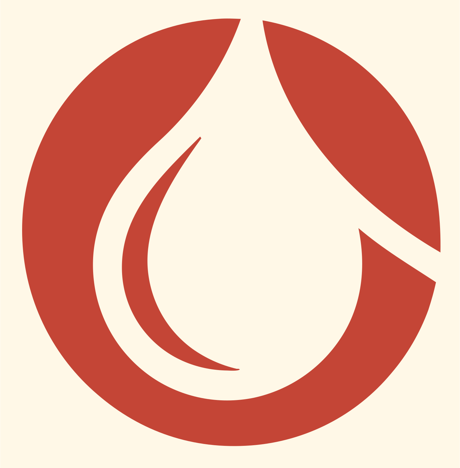 Negative Space Water Drop Circle Mark #fff8e7/#c44536