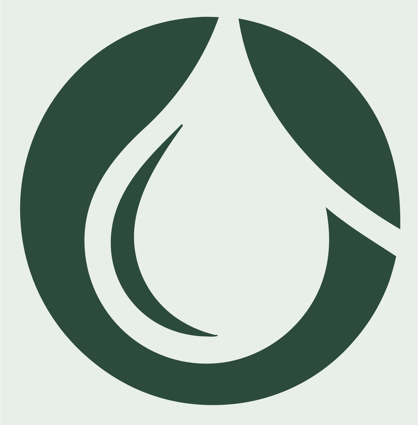Negative Space Water Drop Circle Mark #e8efe9/#2d4a3e