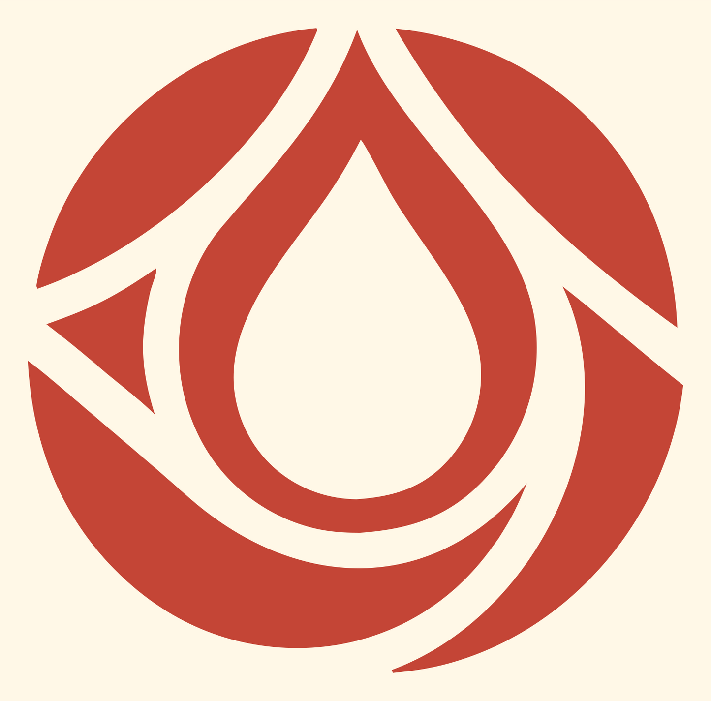 Rotating Arrow Drop Emblem #fff8e7/#c44536