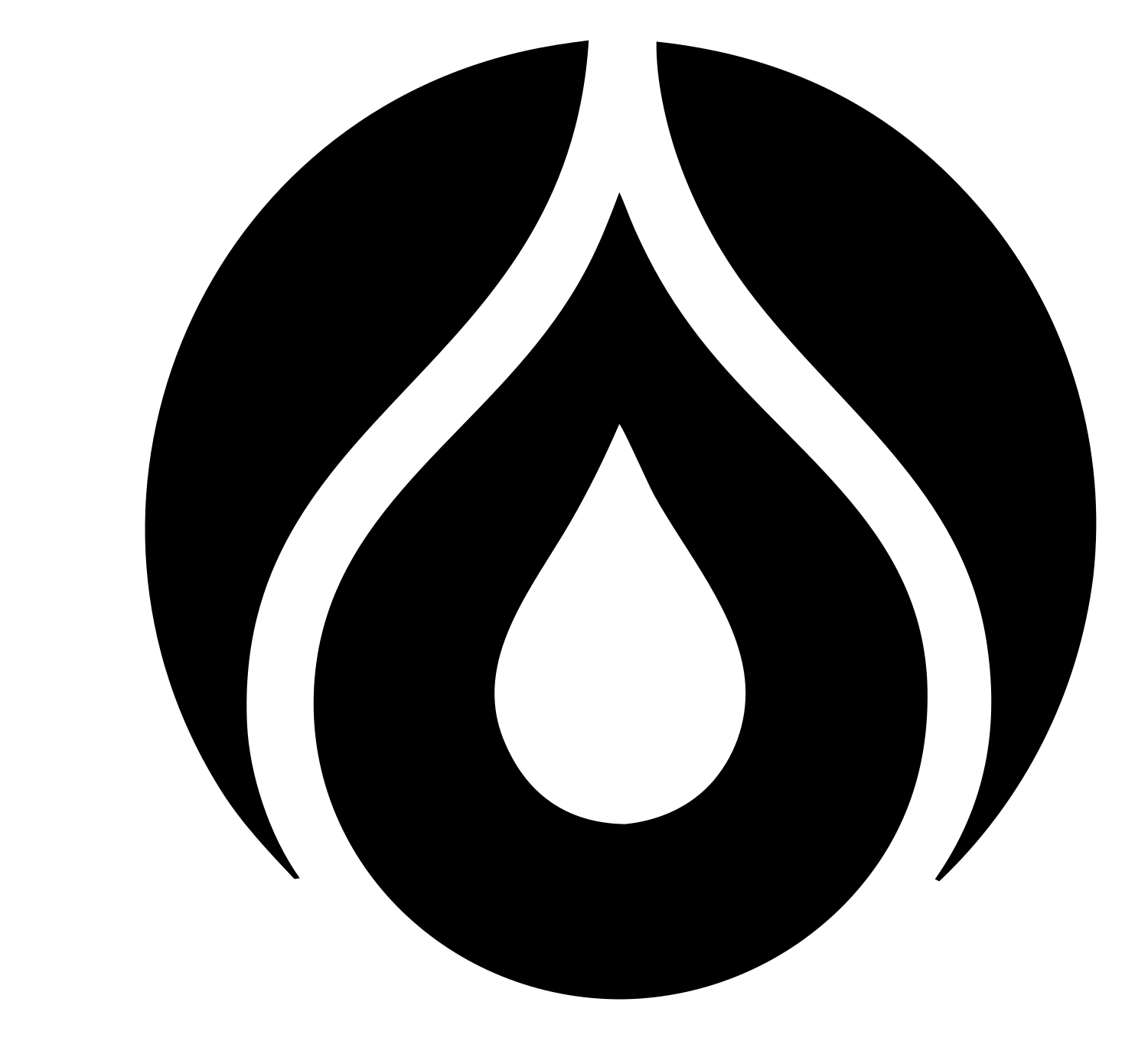 Negative Space Drop Globe Icon #ffffff/#000000