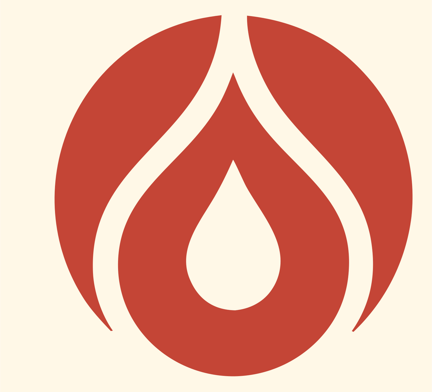 Negative Space Drop Globe Icon #fff8e7/#c44536