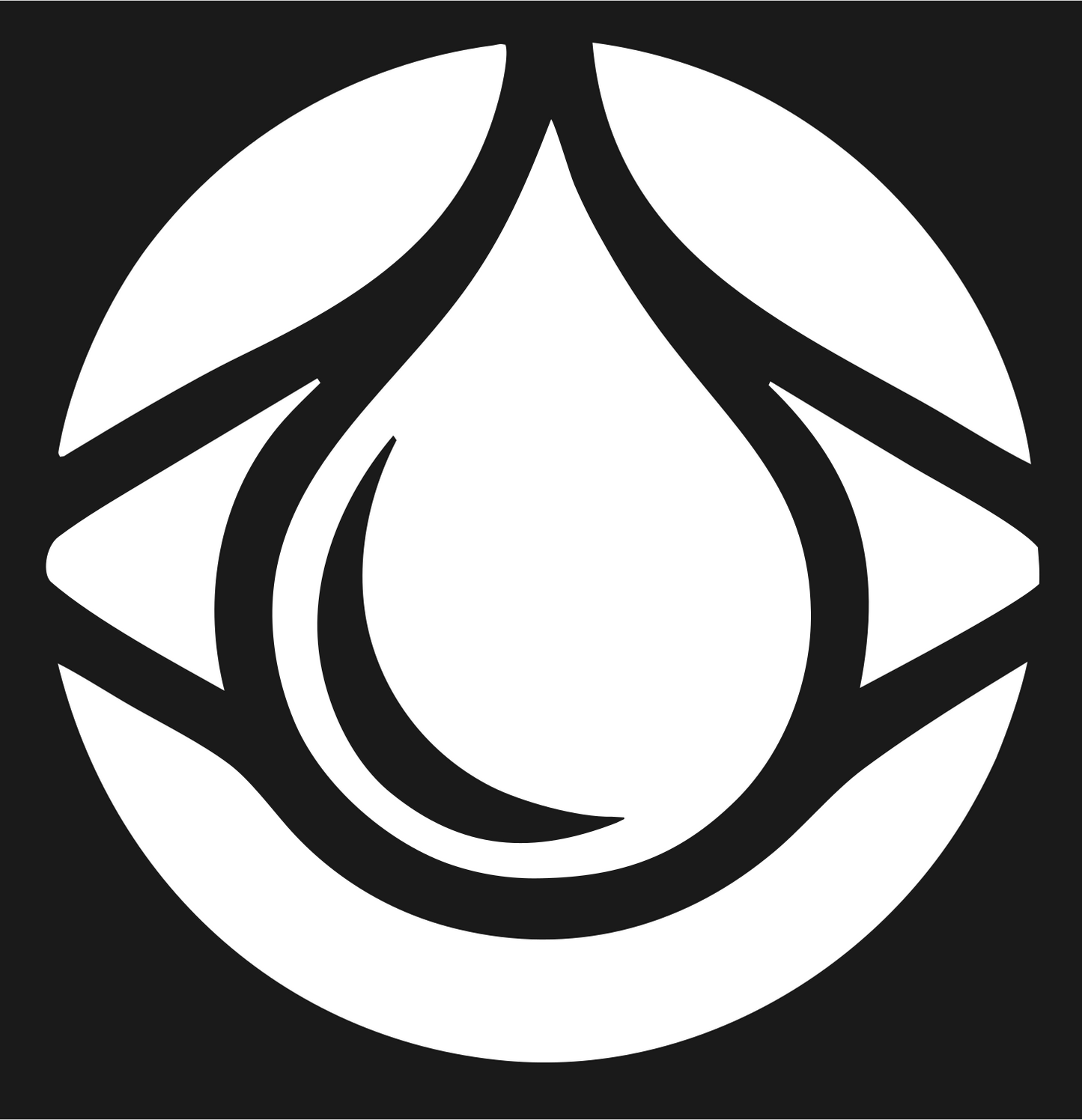 Negative Space Drop Circle Crest #1a1a1a/#ffffff