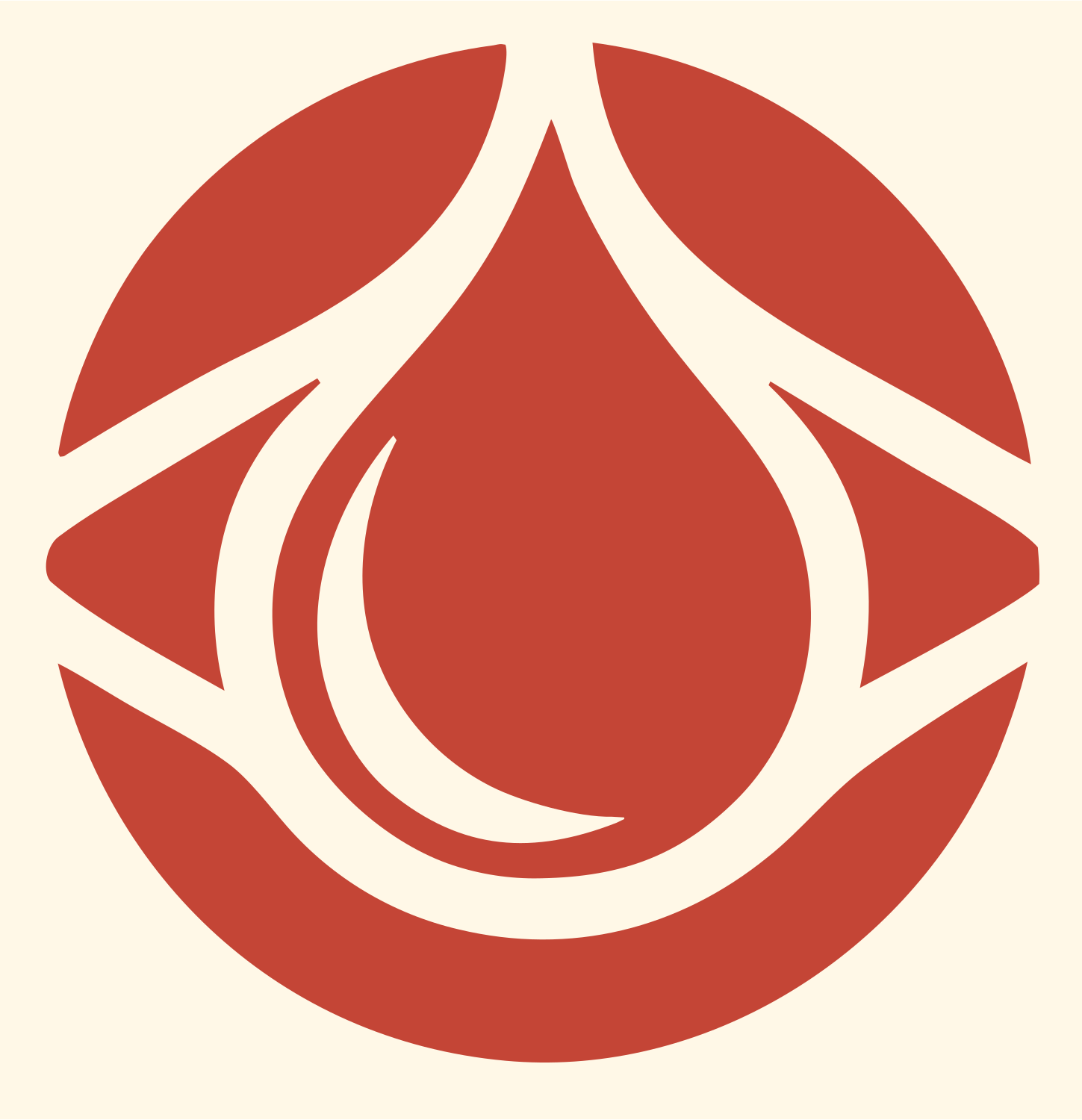 Negative Space Drop Circle Crest #fff8e7/#c44536