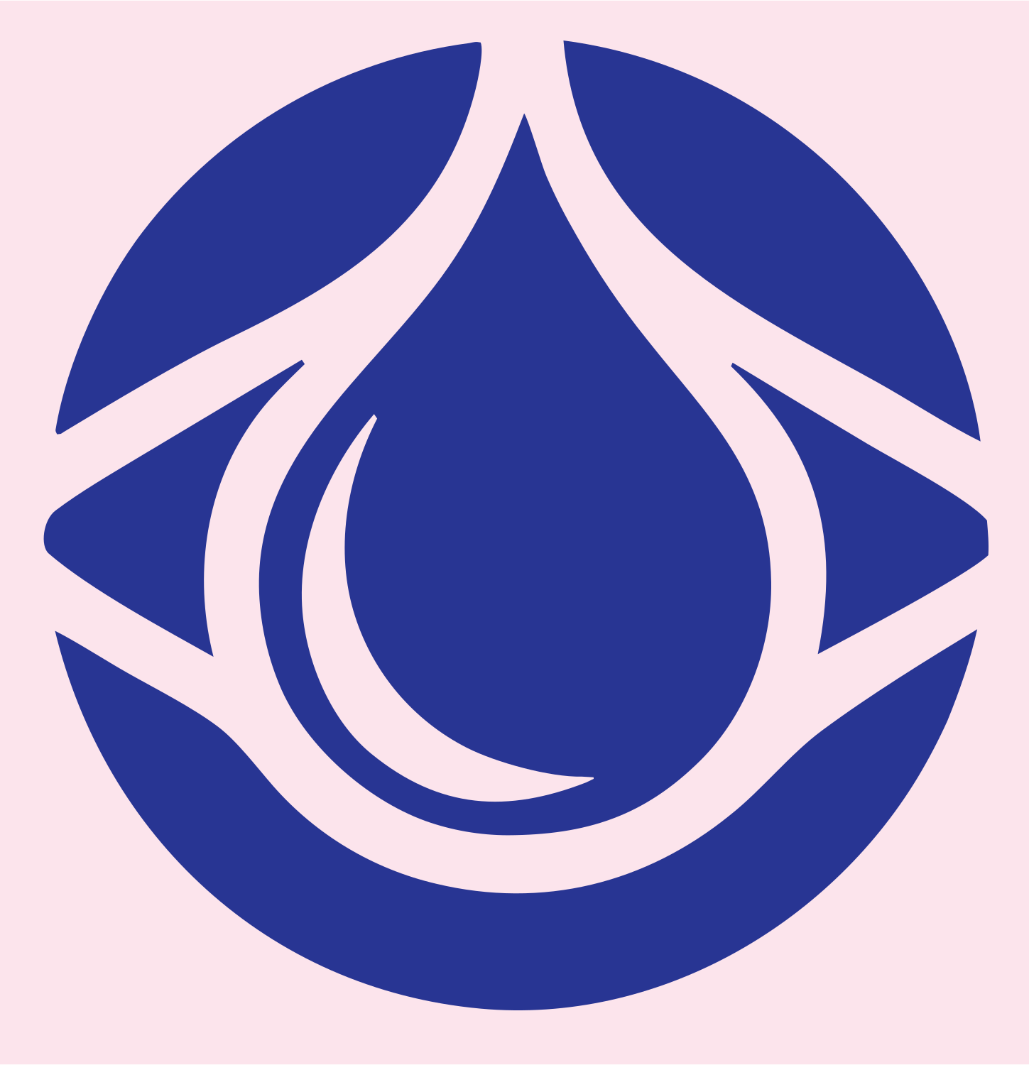 Negative Space Drop Circle Crest #fce4ec/#283593