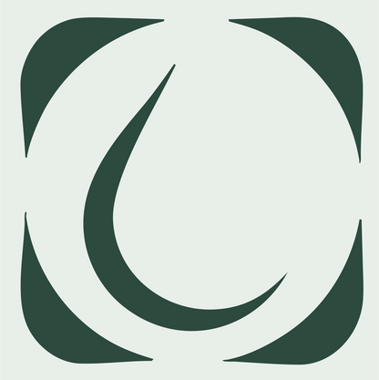Negative Space Crescent Drop Badge #e8efe9/#2d4a3e