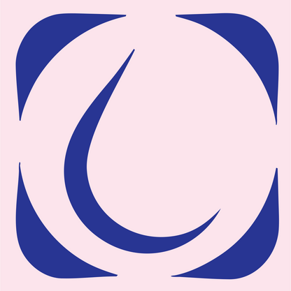 Negative Space Crescent Drop Badge #fce4ec/#283593