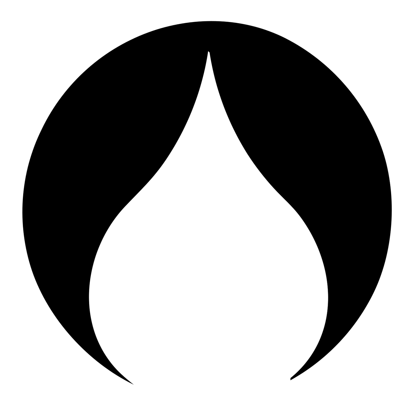 Negative Space Flame Circle Badge #ffffff/#000000