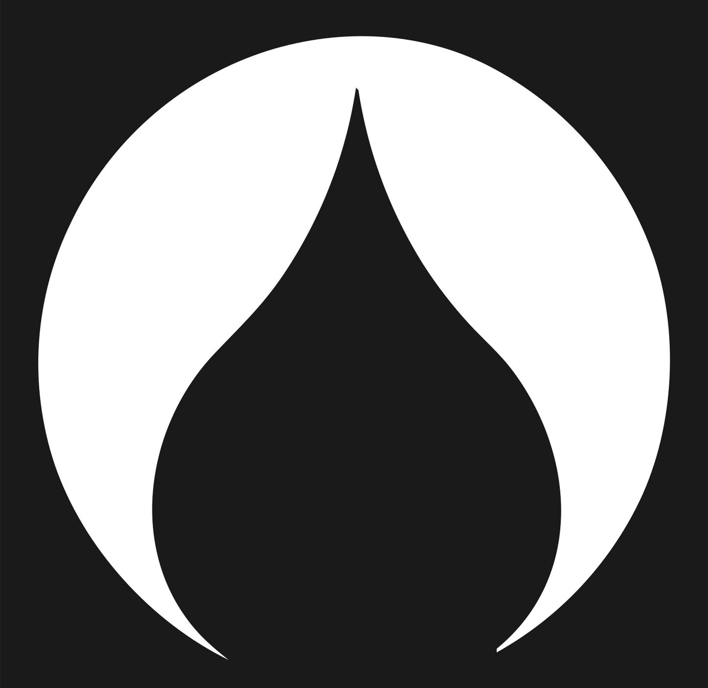 Negative Space Flame Circle Badge #1a1a1a/#ffffff