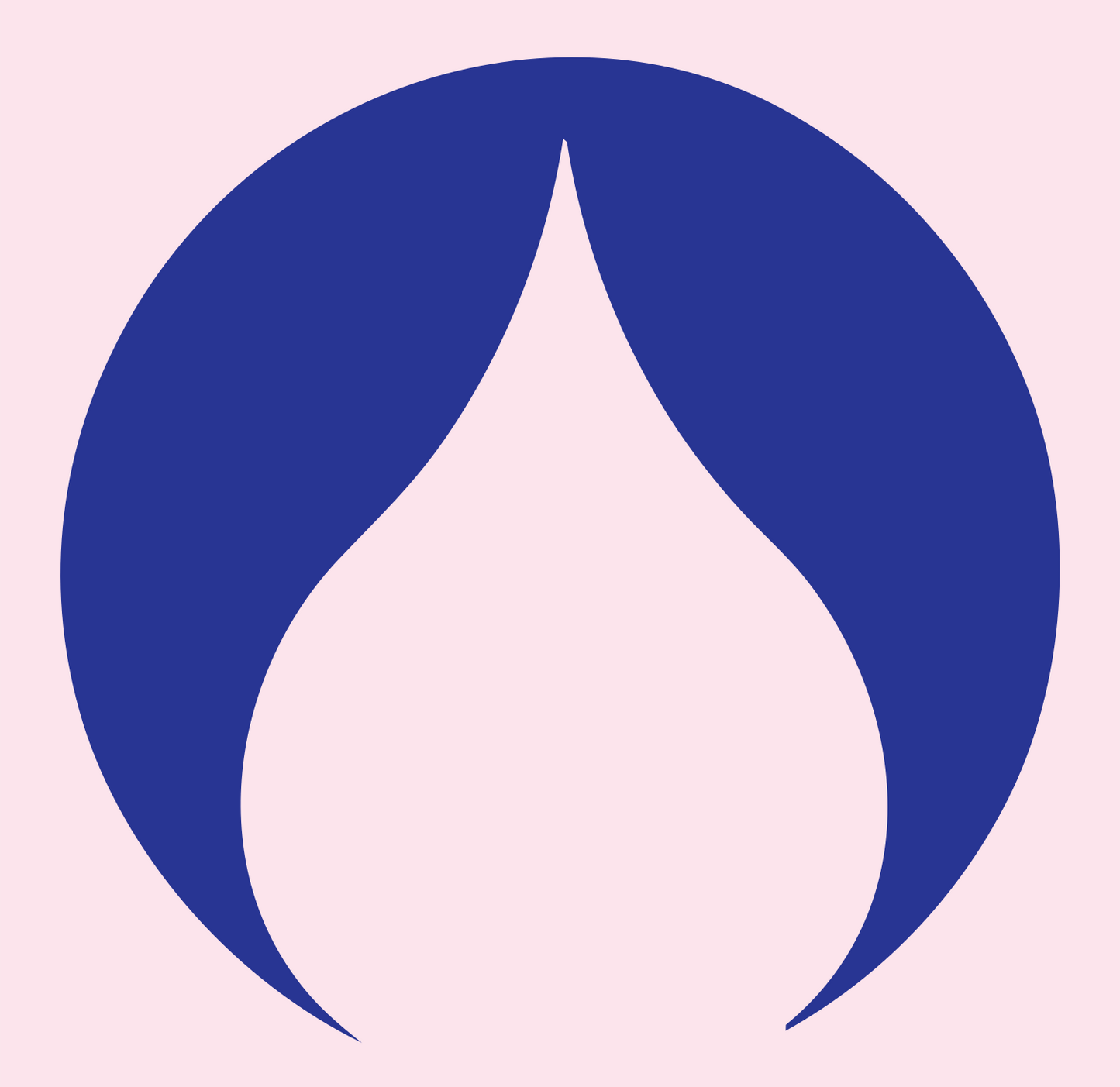 Negative Space Flame Circle Badge #fce4ec/#283593