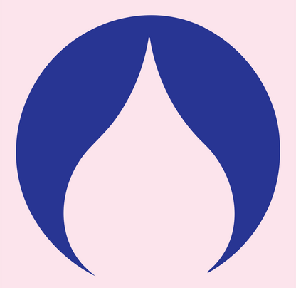 Negative Space Flame Circle Badge #fce4ec/#283593
