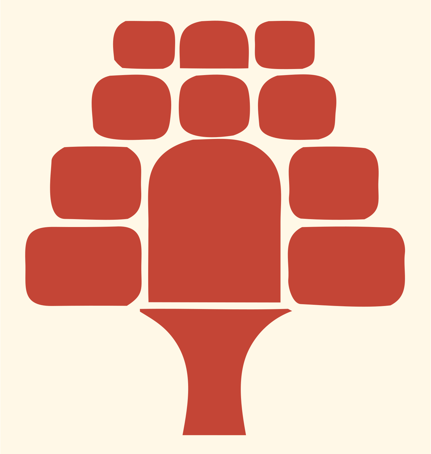 Bold Rounded Blocks Tree Logo #fff8e7/#c44536