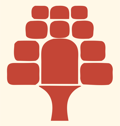 Bold Rounded Blocks Tree Logo #fff8e7/#c44536