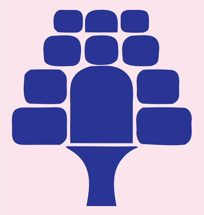 Bold Rounded Blocks Tree Logo #fce4ec/#283593