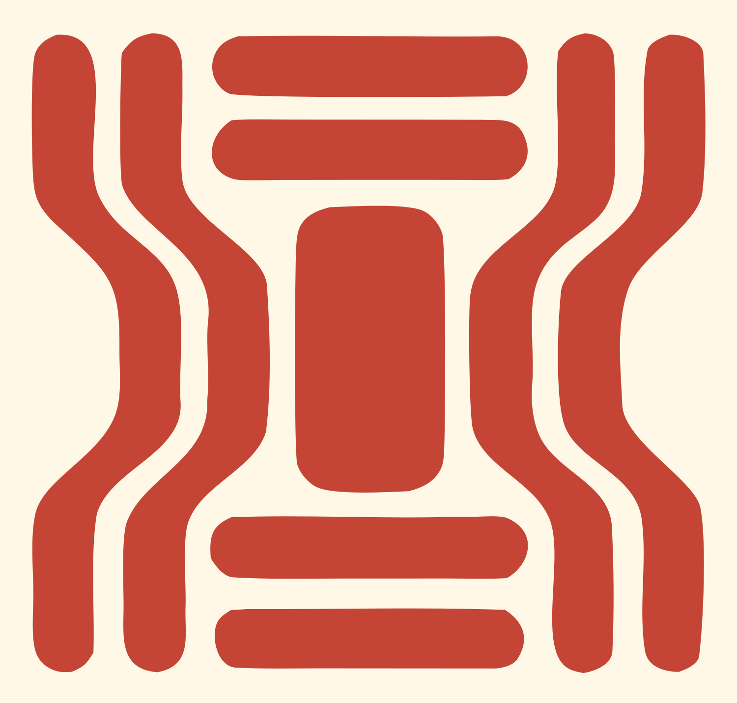 Bold DNA Strand Logo #fff8e7/#c44536