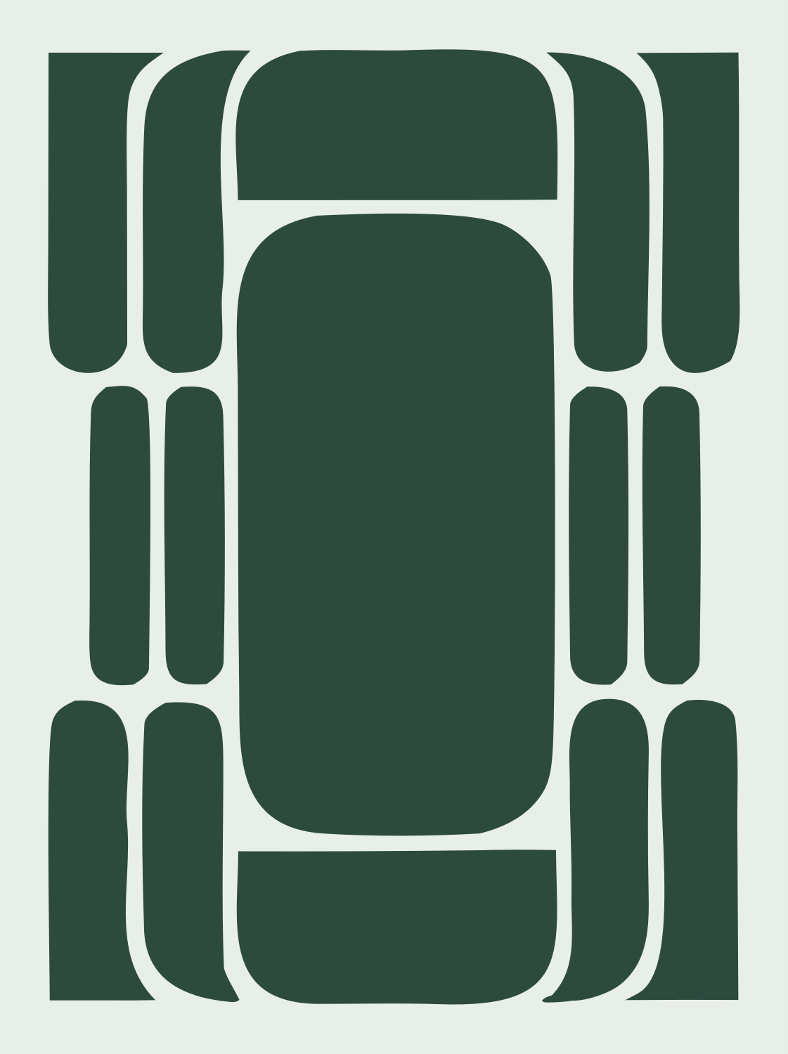 Blocky Car Top-Down Logo #e8efe9/#2d4a3e