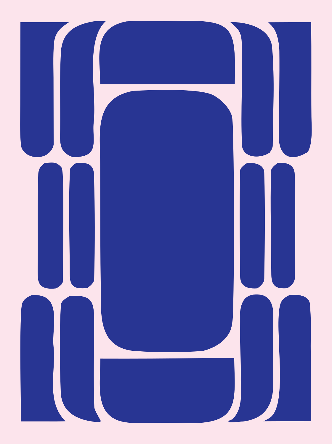 Blocky Car Top-Down Logo #fce4ec/#283593