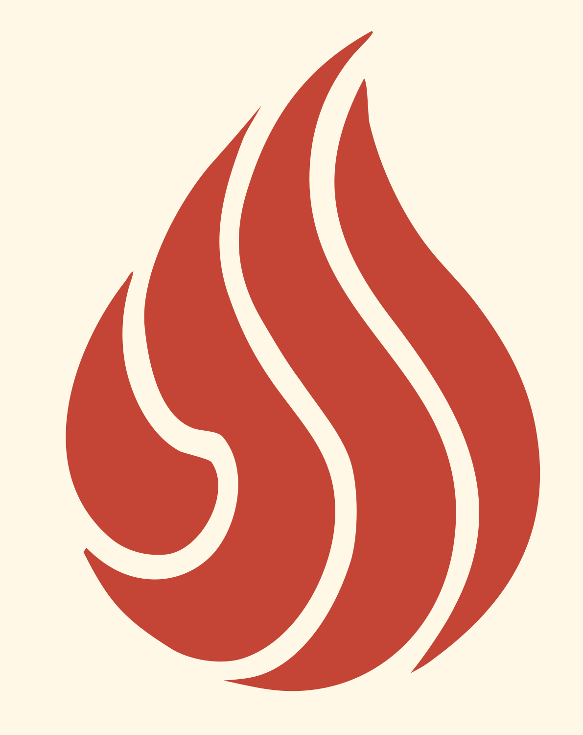 Hand-Drawn Flame Droplet Crest #fff8e7/#c44536