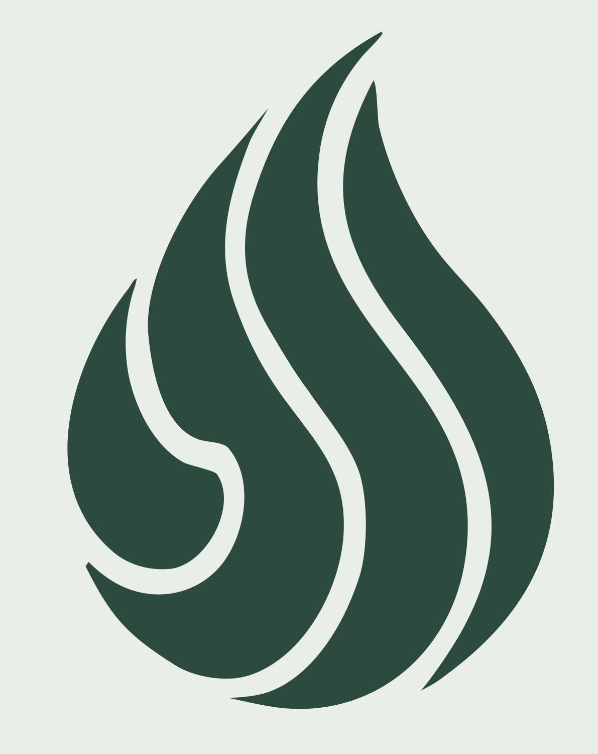 Hand-Drawn Flame Droplet Crest #e8efe9/#2d4a3e