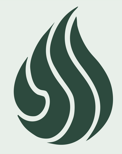Hand-Drawn Flame Droplet Crest #e8efe9/#2d4a3e