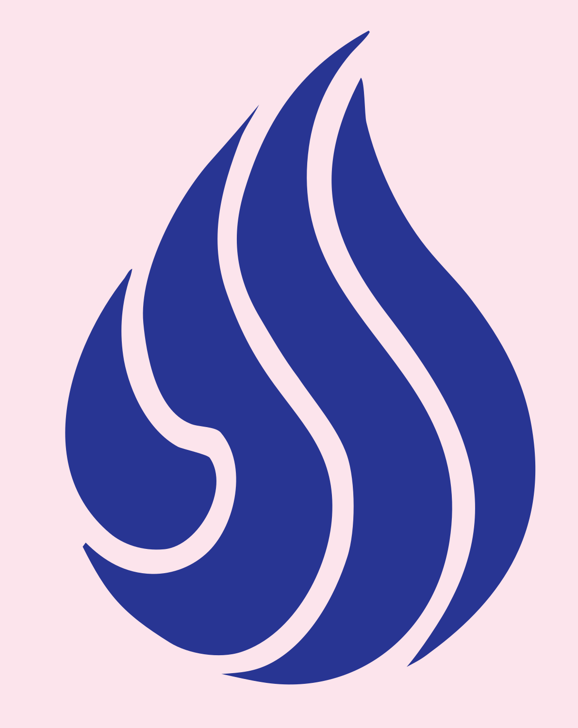 Hand-Drawn Flame Droplet Crest #fce4ec/#283593