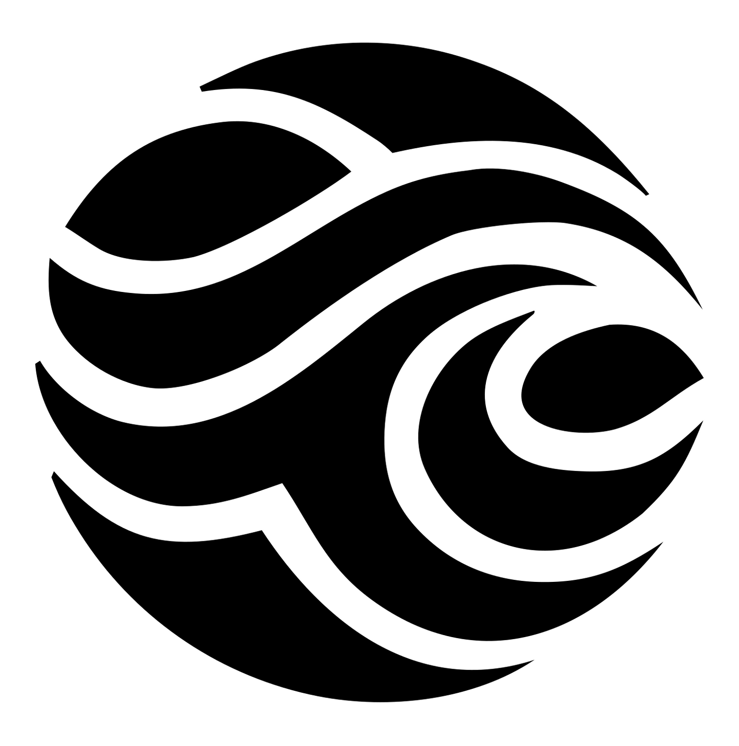 Ocean Wave Circle Emblem #ffffff/#000000