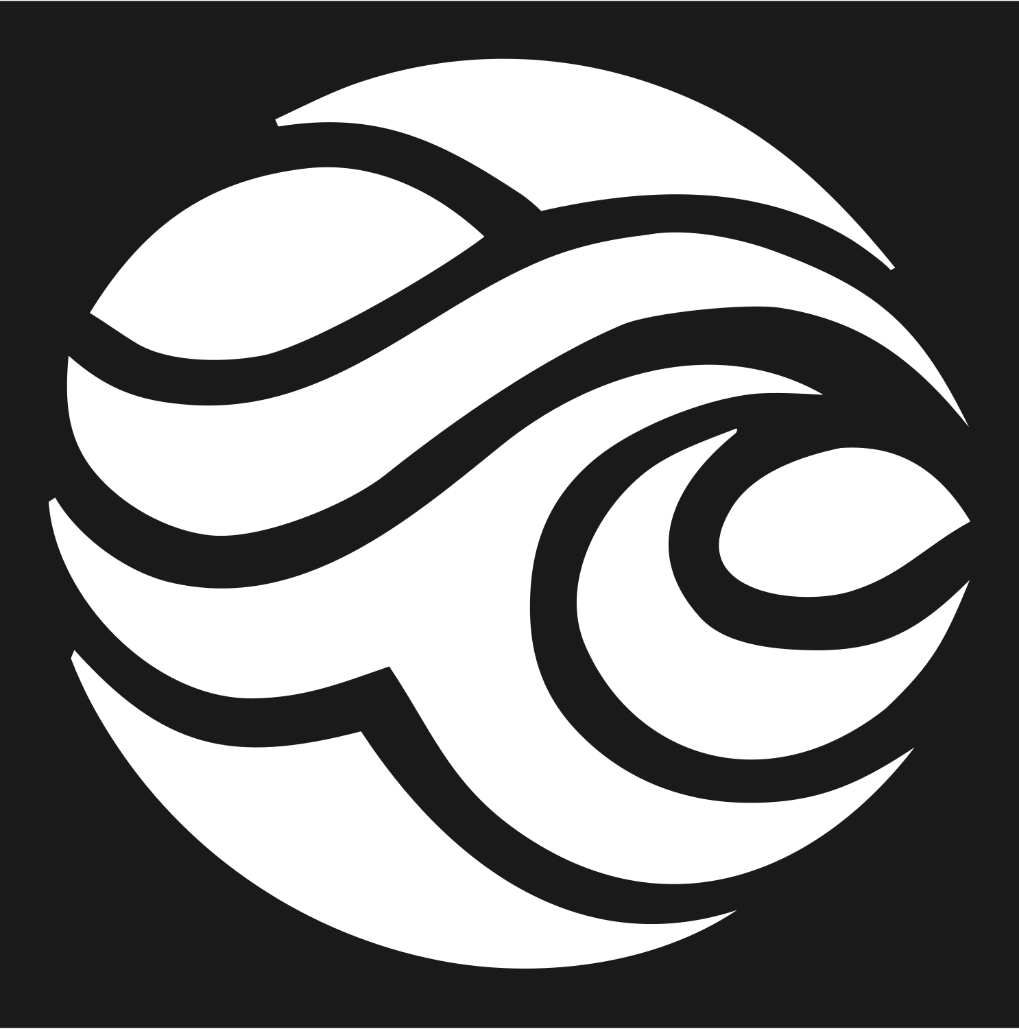 Ocean Wave Circle Emblem #1a1a1a/#ffffff