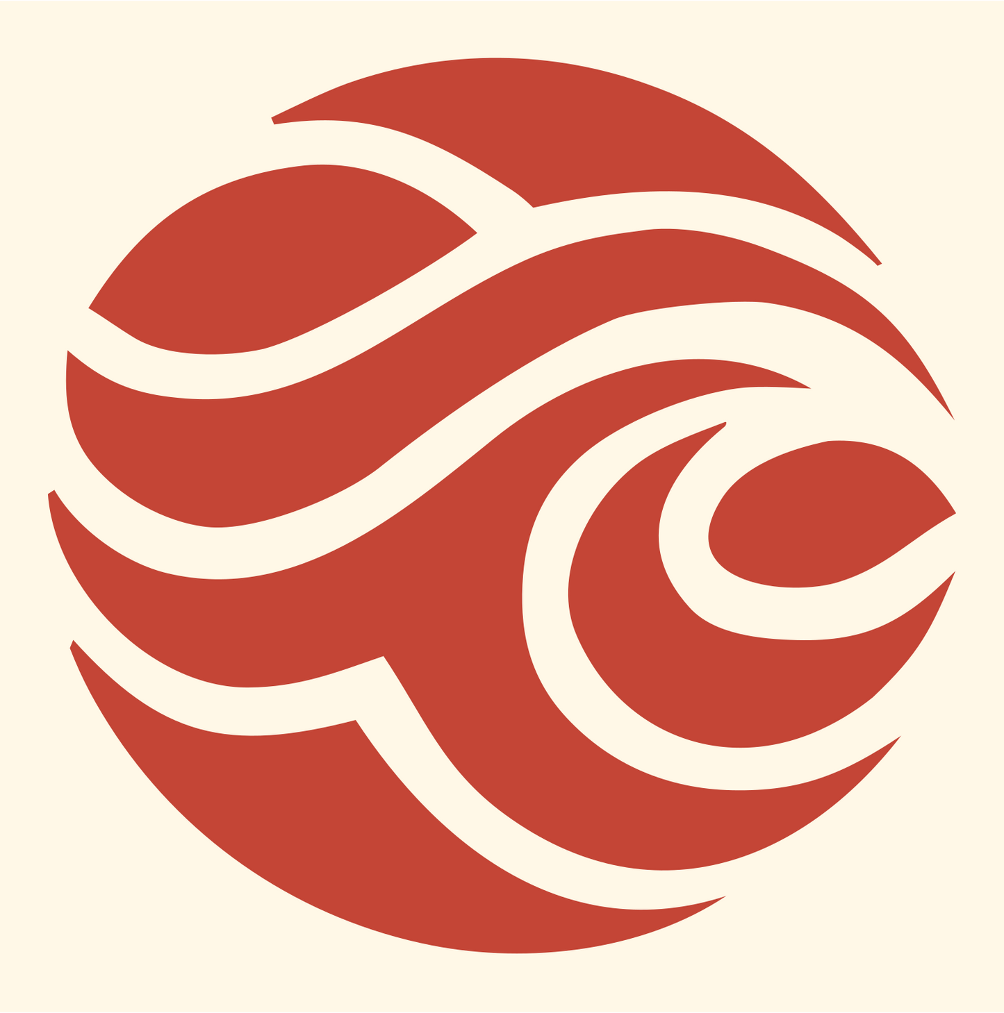 Ocean Wave Circle Emblem #fff8e7/#c44536