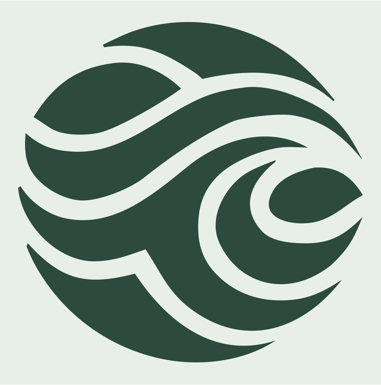 Ocean Wave Circle Emblem #e8efe9/#2d4a3e