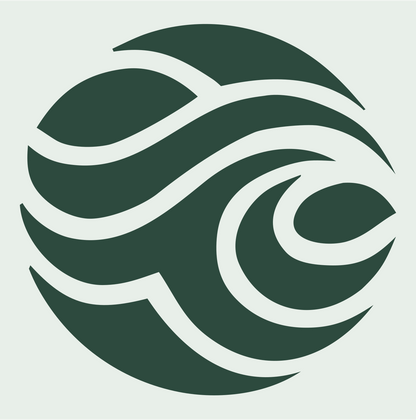 Ocean Wave Circle Emblem #e8efe9/#2d4a3e