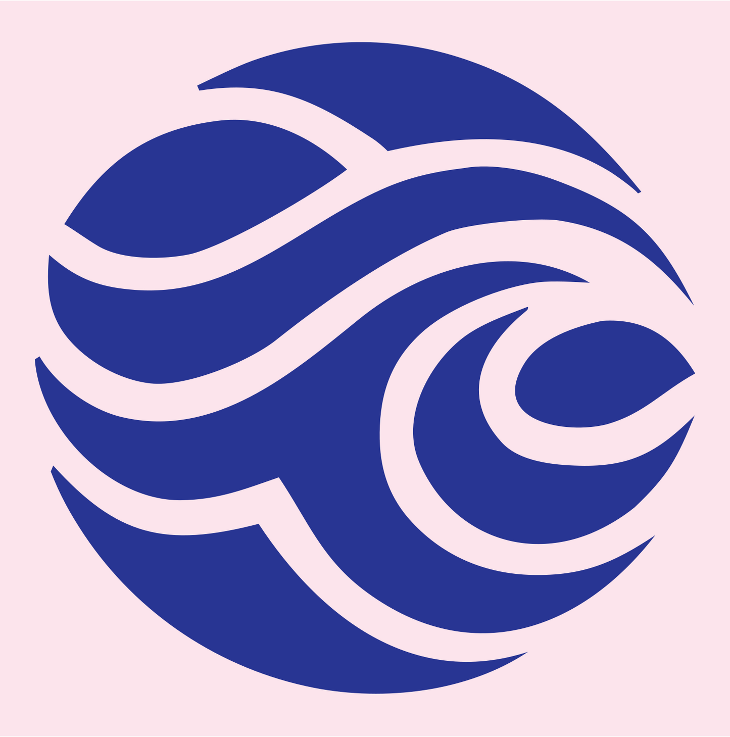 Ocean Wave Circle Emblem #fce4ec/#283593