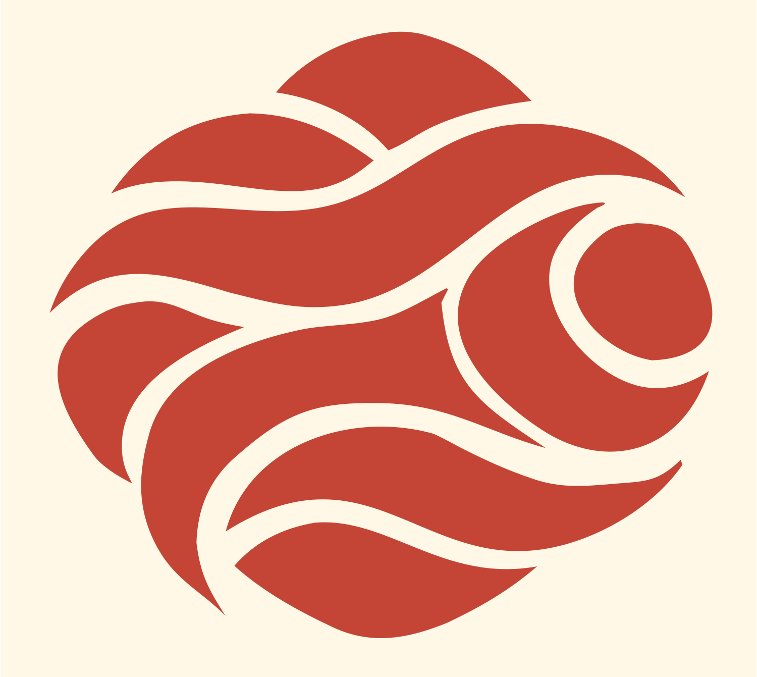 Hand-Drawn Oyster Pearl Logo #fff8e7/#c44536