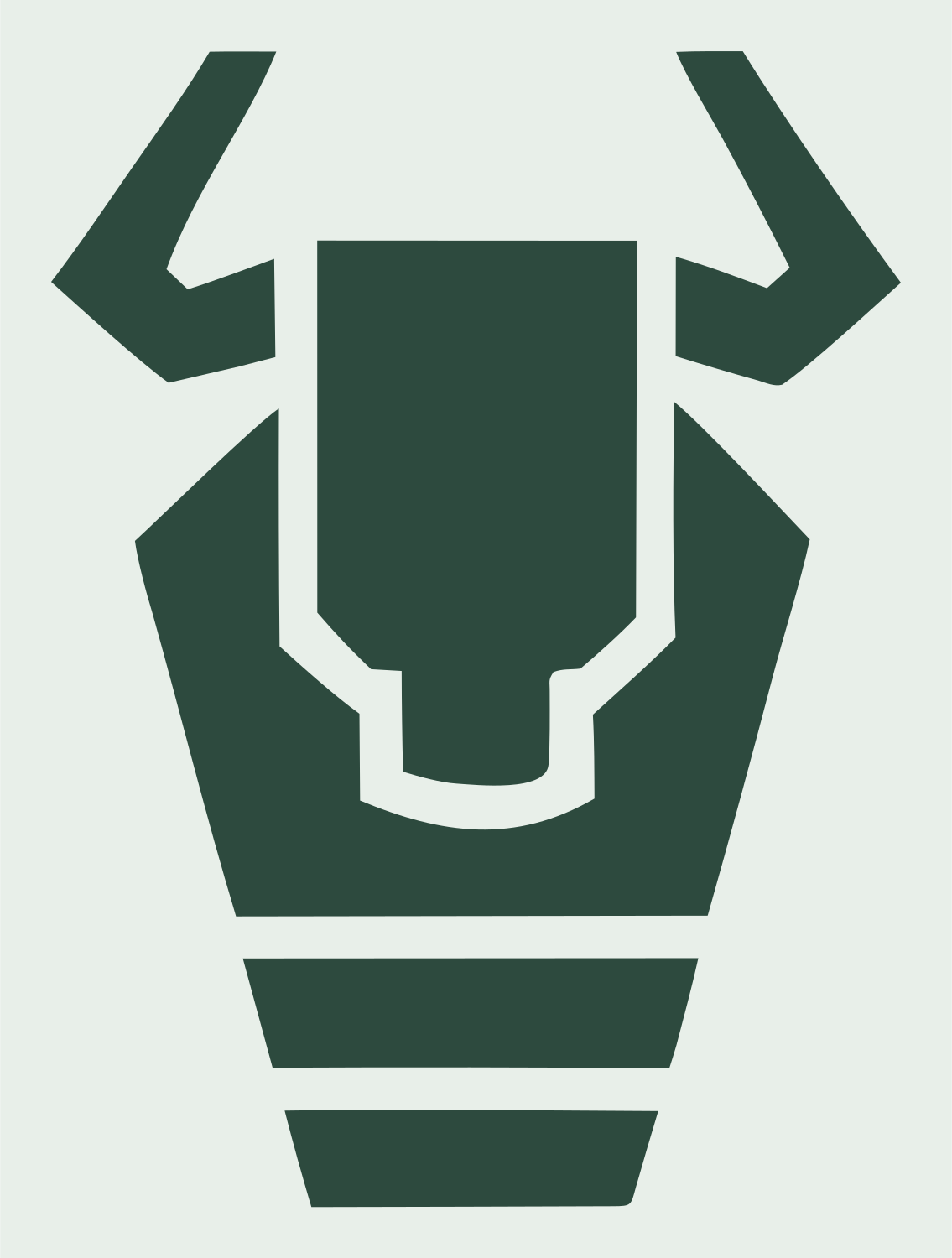 Geometric Bison Skull Mark #e8efe9/#2d4a3e