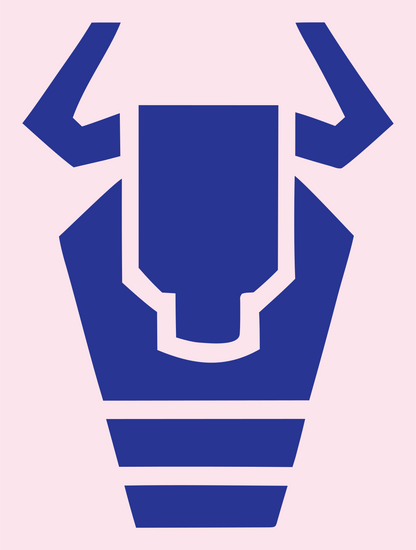 Geometric Bison Skull Mark #fce4ec/#283593