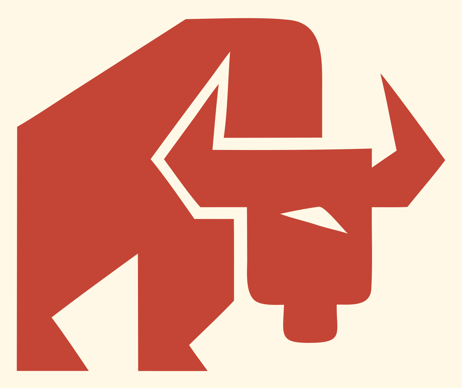 Geometric Bison Charging Mark #fff8e7/#c44536