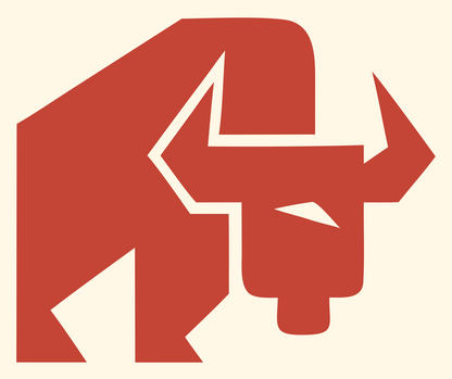 Geometric Bison Charging Mark #fff8e7/#c44536