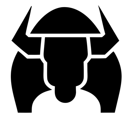 Geometric Bison Helmet Badge #ffffff/#000000