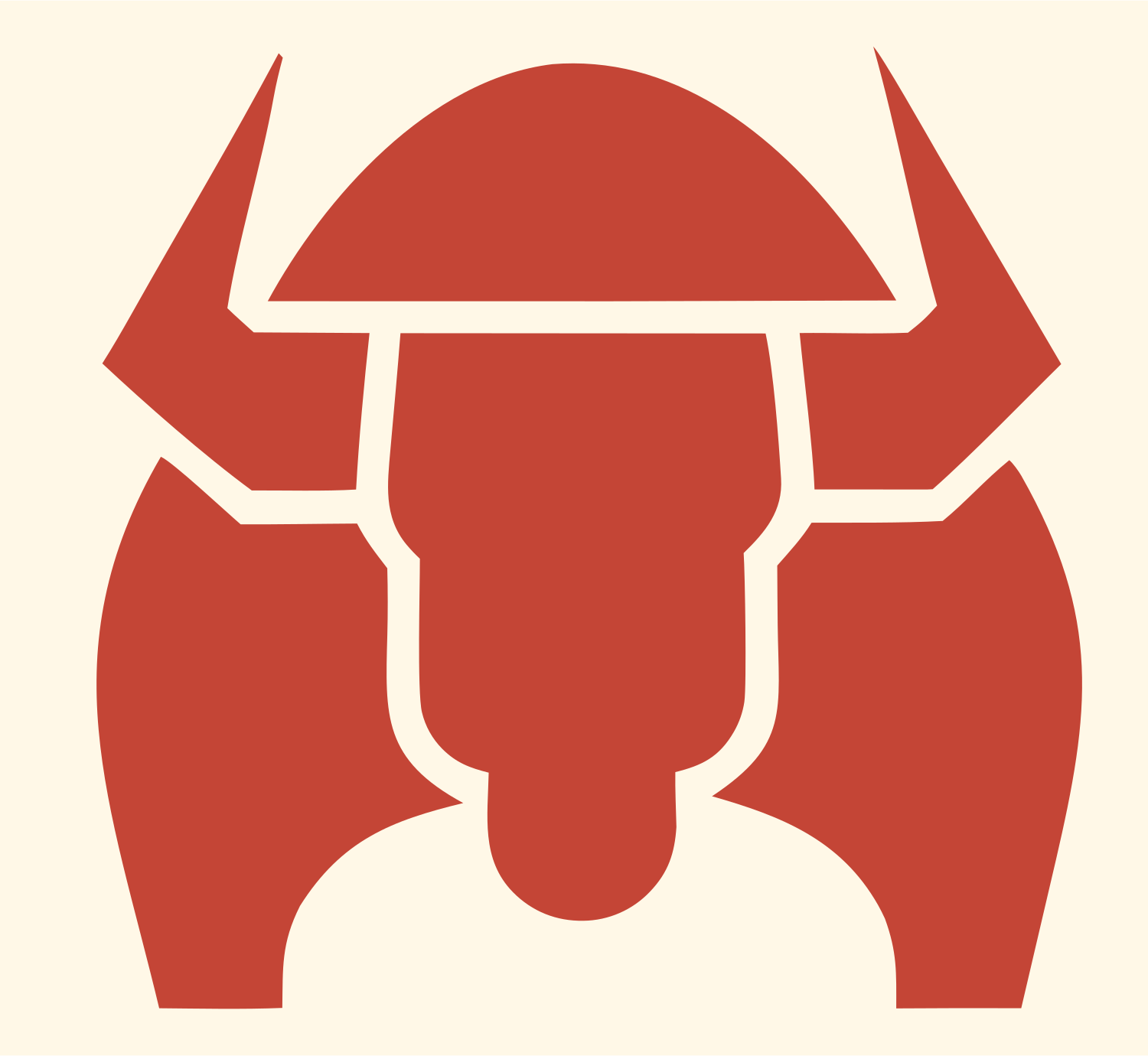 Geometric Bison Helmet Badge #fff8e7/#c44536