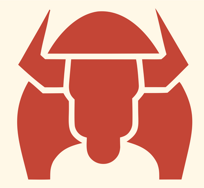 Geometric Bison Helmet Badge #fff8e7/#c44536