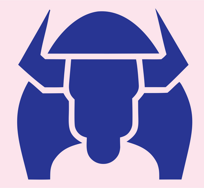 Geometric Bison Helmet Badge #fce4ec/#283593