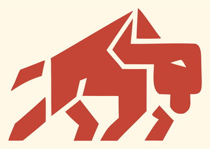 Geometric Bison Stride Badge #fff8e7/#c44536