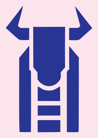 Geometric Bison Front-Face Logo #fce4ec/#283593